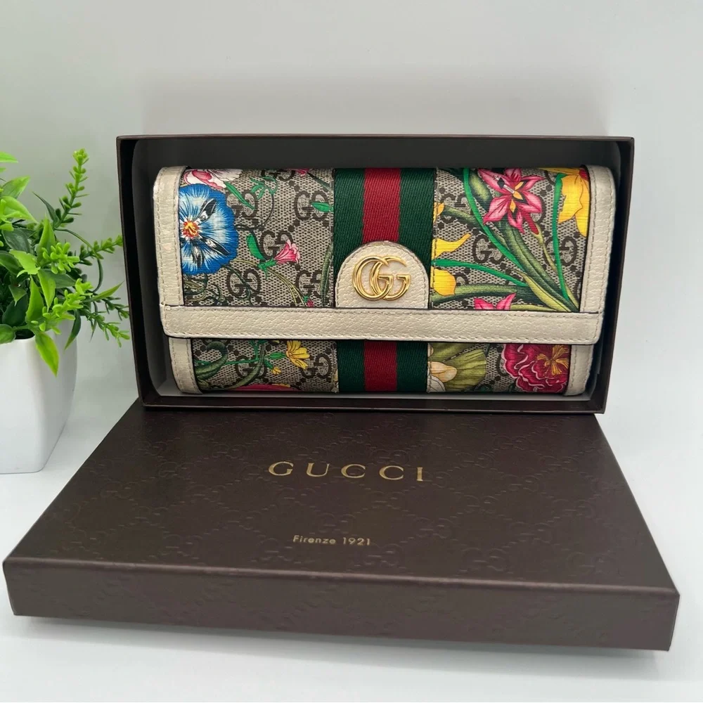GUCCI Flora Ophidia Wallet Purse GG Supreme with box Authentic - Picture 3 of 12
